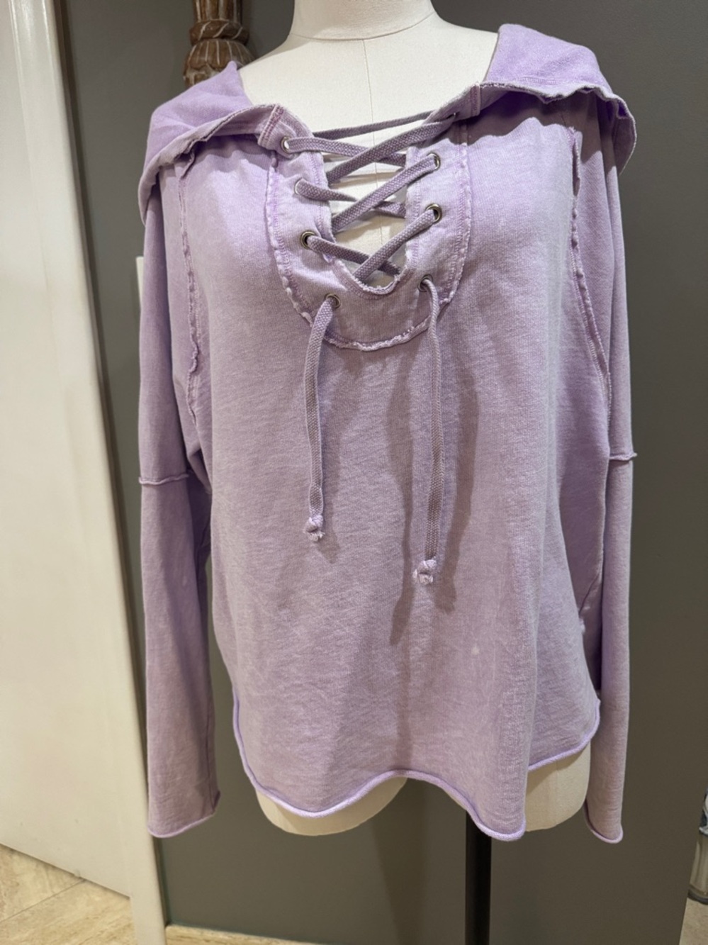 T2 Love Lavender Lace-Up Hooded Pullover